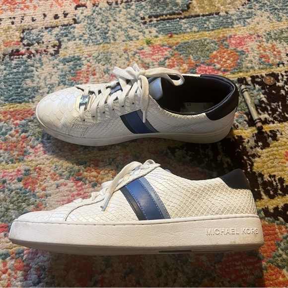 MICHAEL MICHAEL KORS Irving Stripe Snake-Embossed Leather Sneaker size 10 - Picture 2 of 8